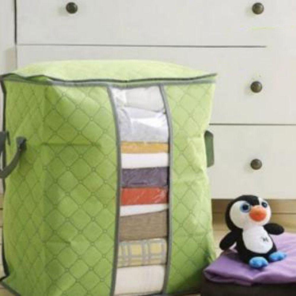 with Reinforced Handle Clothes Storage Bag Foldable Cotton Quilt Bags  For Blankets Bedding