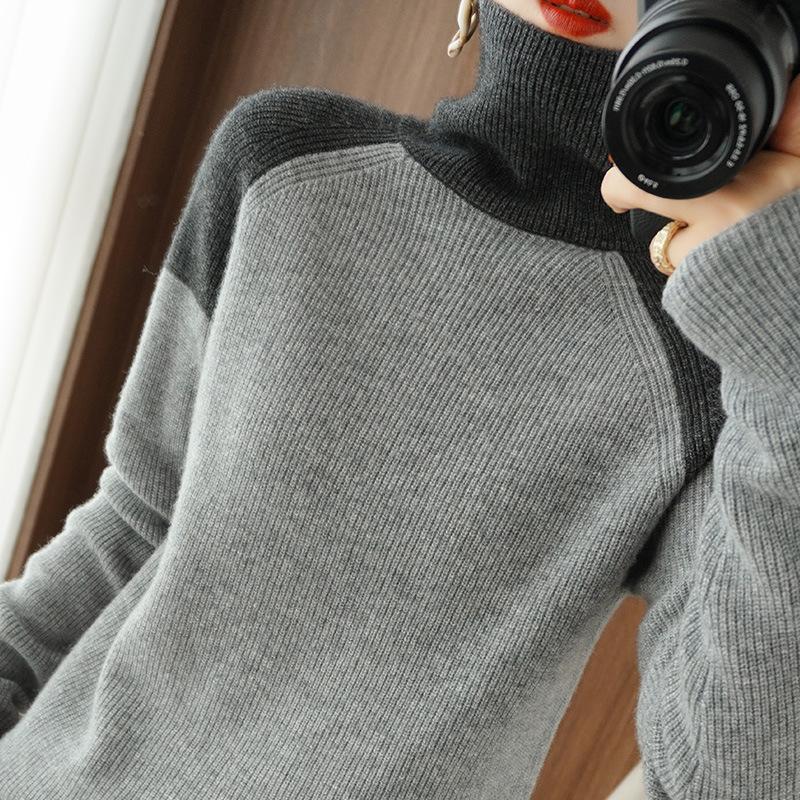 

Кардиган с высоким воротником для женщин в осенне-зимнем модном тренде, кашемировая вязаная базовая рубашка, приятный к коже и теплый пуловер XXL