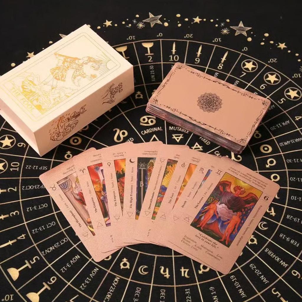 Beginner , Rose Gold , Includes A Guidebook, Gold,stamped Faces With Card Meanings, Suitable For Divination Games.