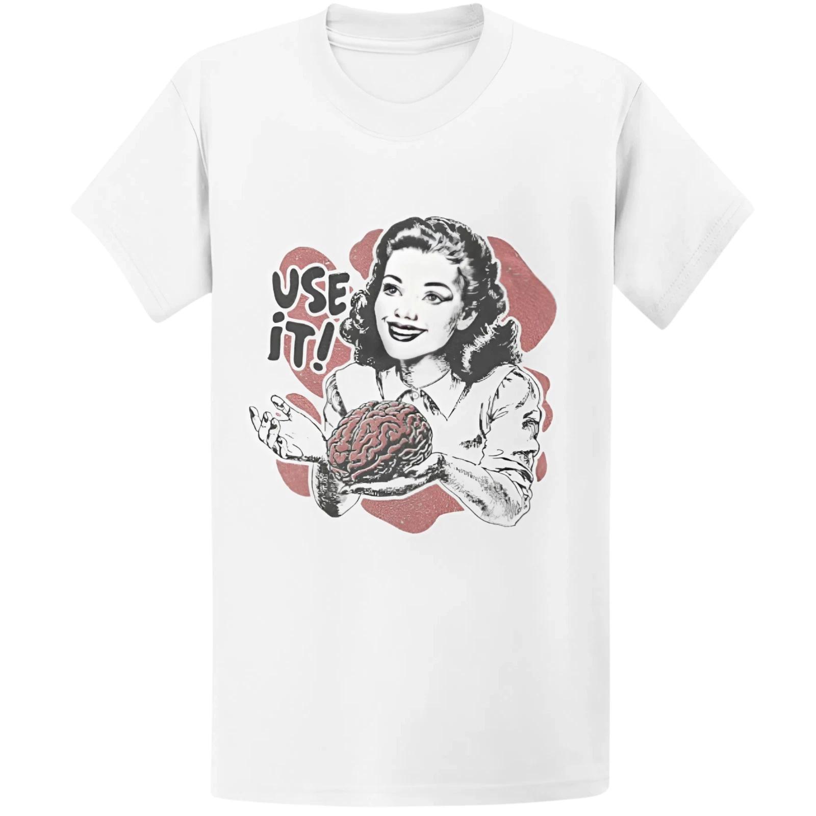 Gildan 5000 Use Your Brain Vintage Sarcastic T-Shirt - Retro 50s Ad Gift Tee L
