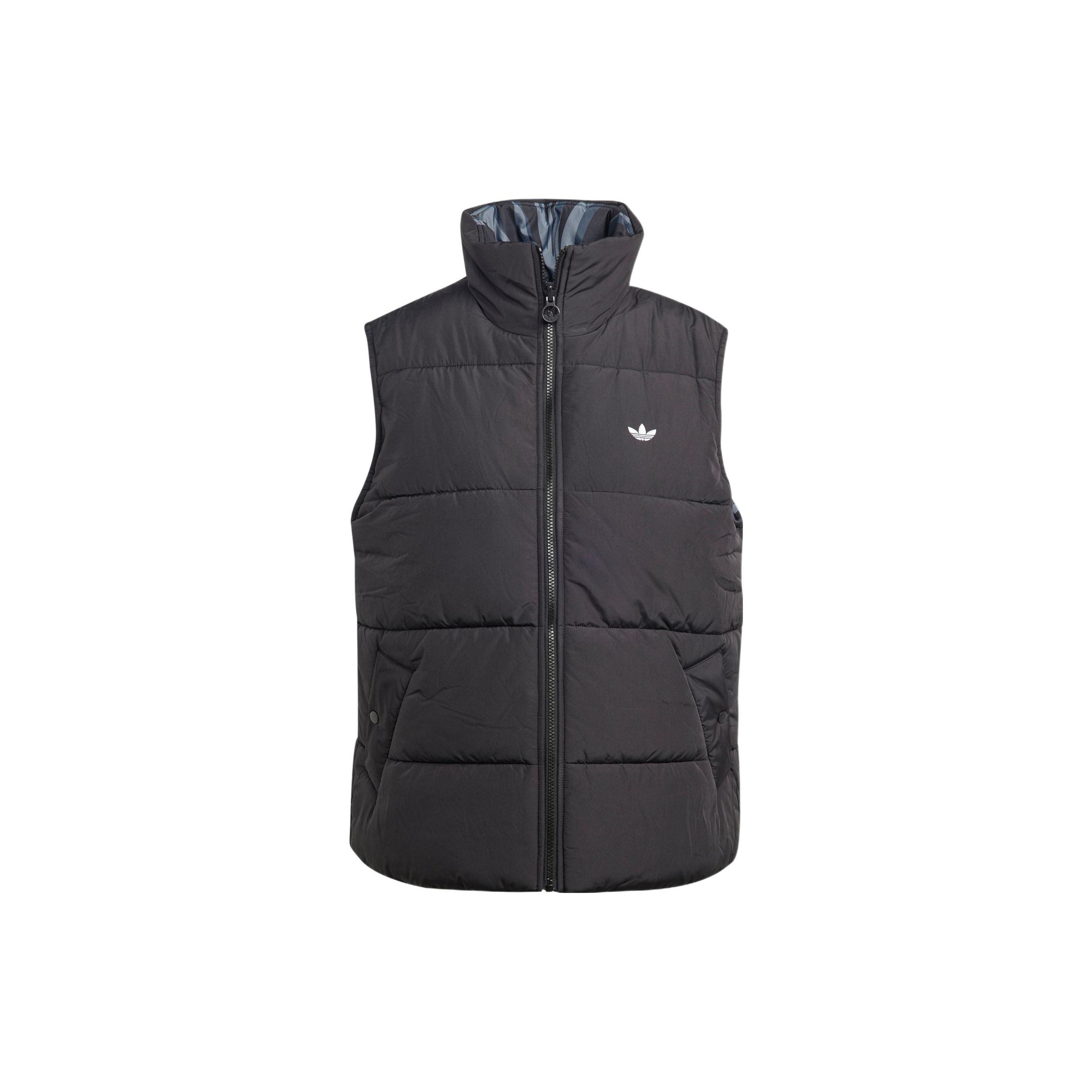Adidas Originals Solid Color Brand Print Logo Zip Stand Collar Vest Women Vests Black IJ8187 XS