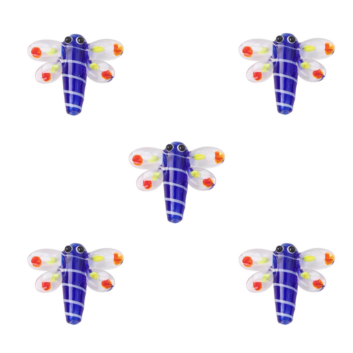 

1 шт., ручная роспись, стеклянные бусины в виде стрекозы, подвески для DIY, ожерелье, браслет, серьги, изготовление ювелирных изделий, аксессуары для рукоделия королевский синий