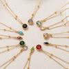 18K Gold-Plated Zircon Birthstone Pendant Necklace with Round Bead Chain