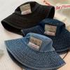 1pc Large Brim Denim Bucket Hats for Women,Retro Washed Sunshade Visors Fishing  Hats Outdoor Windproof Sun Protection Basin Cap