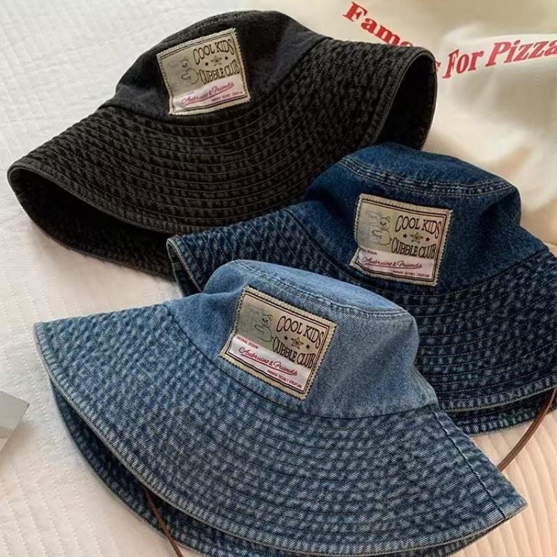 1pc Large Brim Denim Bucket Hats for Women,Retro Washed Sunshade Visors Fishing Hats Outdoor Windproof Sun Protection Basin Cap