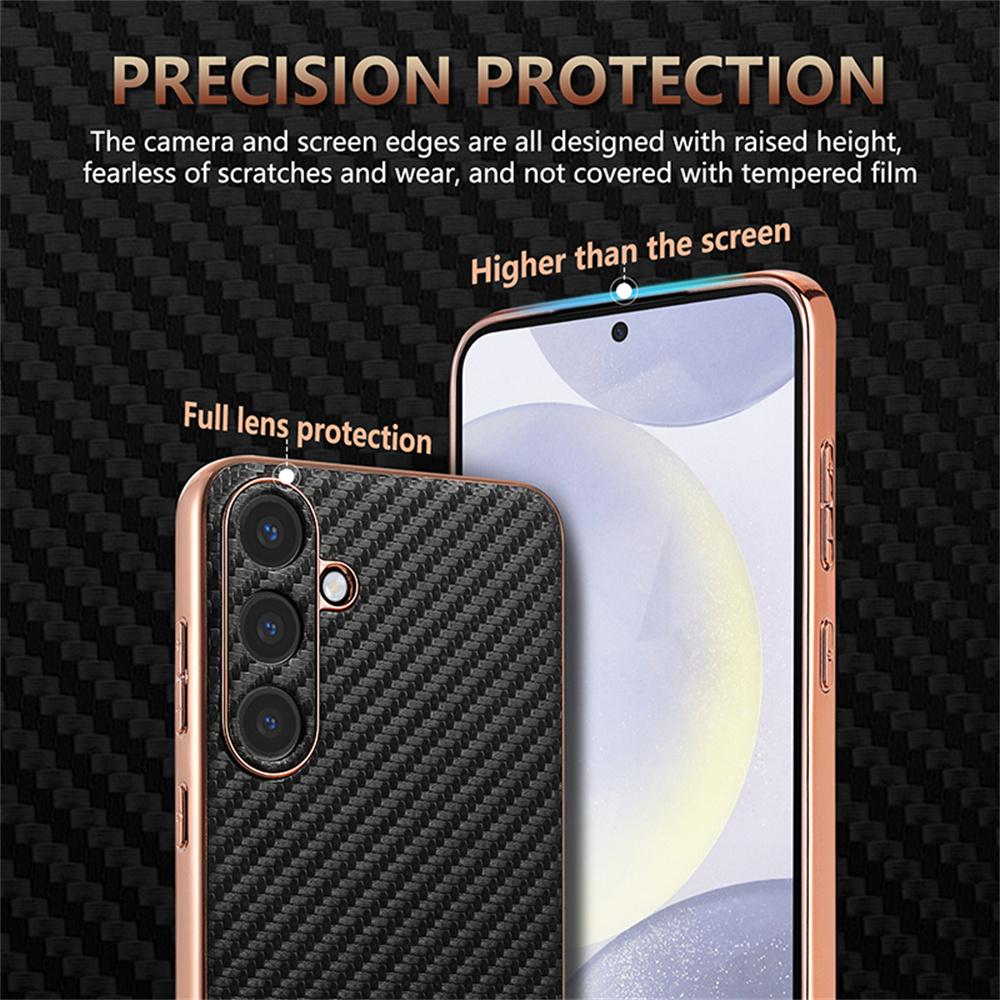 AZNS For Samsung Galaxy S26+ Case Electroplating Carbon Fiber Texture PU + TPU Phone Cover