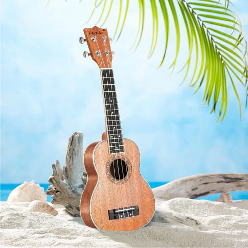 21-inch Mahogany Soprano Ukulele Beginner Set with Strap, Case, Picks, and Akira Strings