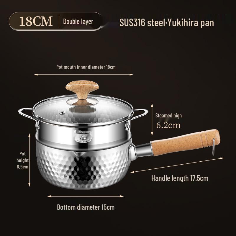 Unbeschichtete Edelstahl Yukihira Milchpfanne – Babynahrung & Ramen-Suppentopf