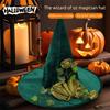 A Halloween Party Hat Witch Hat Artificial Flower Clothing Accessories Made of Polyester Fiber Green Magic Hat