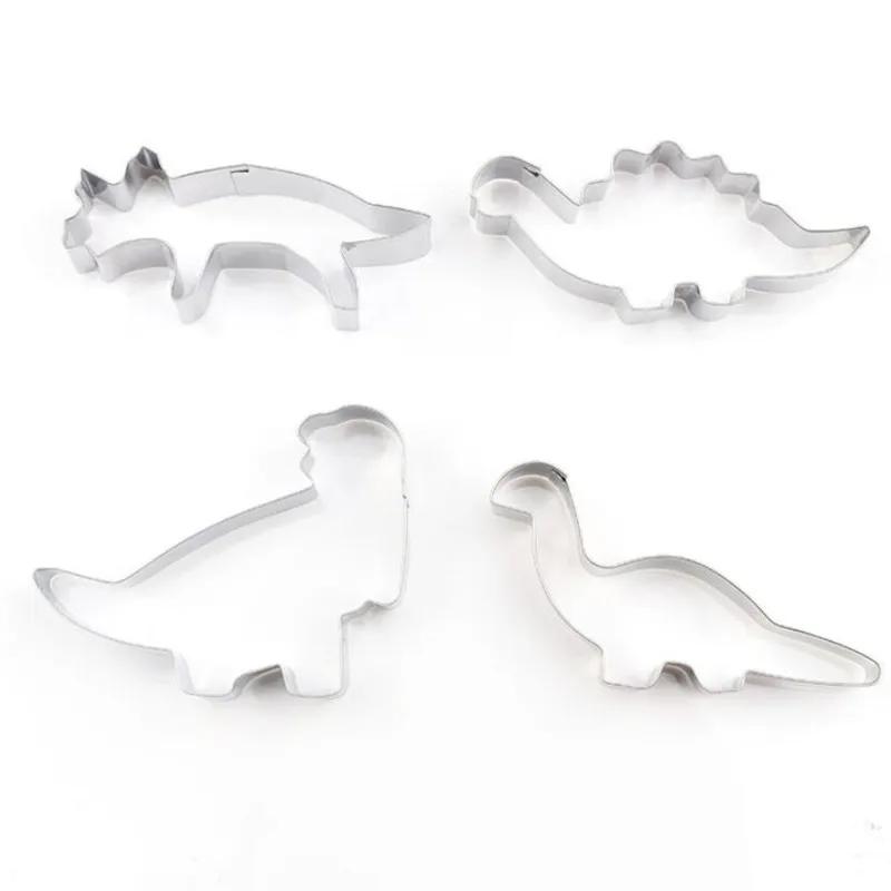 4Pcs/Set Animal Dinosaur Cookie Biscuit Cutter Stainless Steel Cake Fondant Mold Sugarcraft Decorating Mould Pastry Baking Tools