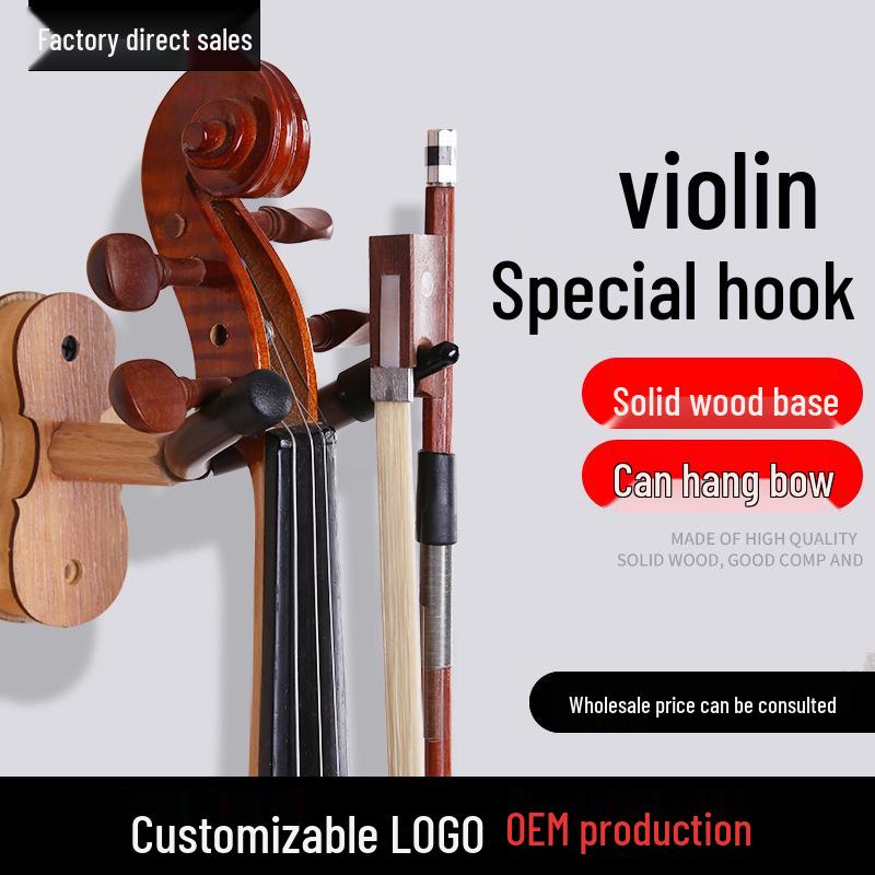 Violin Wall Mount with Solid Wood Base - Sturdy Violin Hanger and Stand Red Wood Violin Wall Mount