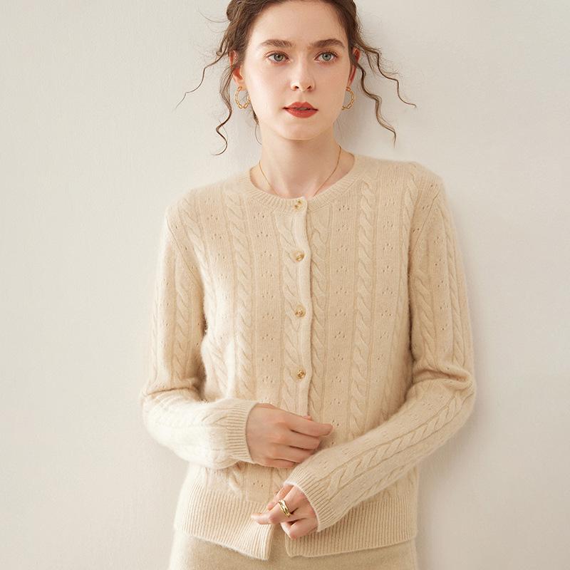 Women's Cashmere Single-Breasted Knit Cardigan - Autumn Winter Style, Versatile and Elegant Sweater Coat