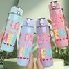 1PC I Love Being Called Mema Pink Text 750ml Color Plastic Sports Water Bottle Leakproof Flip Straw Lid Suitable for Sports Office Home Use
