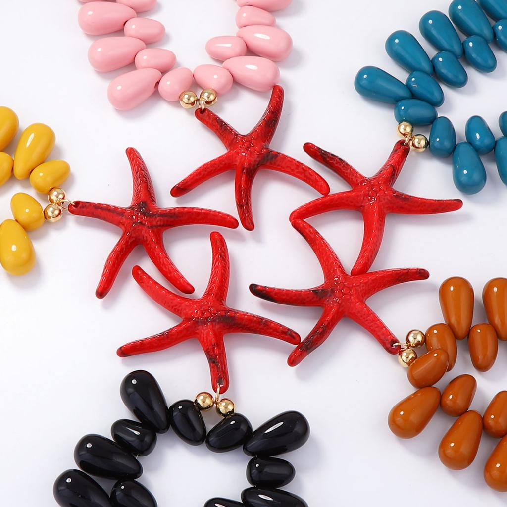 Ocean Leisure Vacation Style Colorful Exaggerated Starfish Pendant Necklace