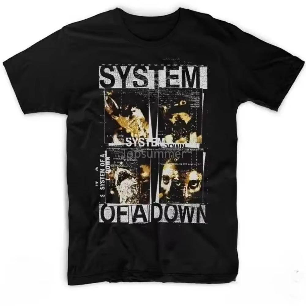 Band System of A Down Soad Faces Collage T Shirt Funny Graphic Tees Shirts Men and Women Tshirt Cotton Black Tee Shirts for Men