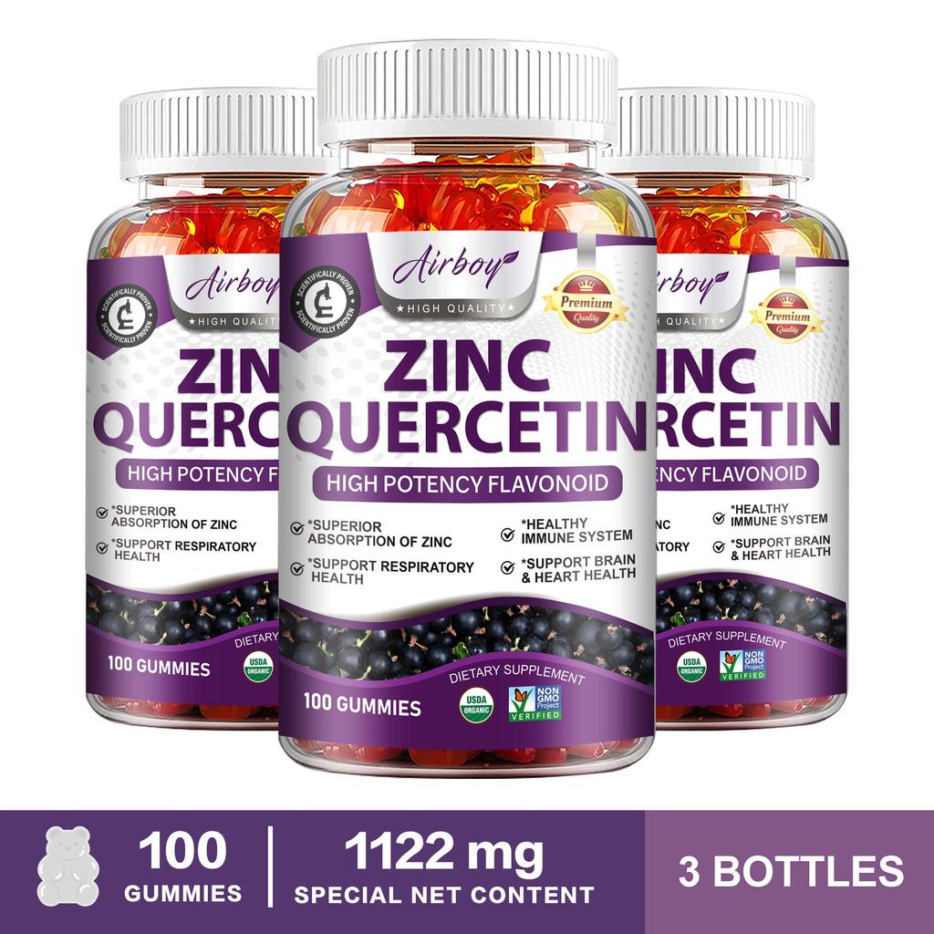 Zinc Gummies, Containing Quercetin Extract, All-natural, Nutritional Supplement, Suitable for Both Men and Women.