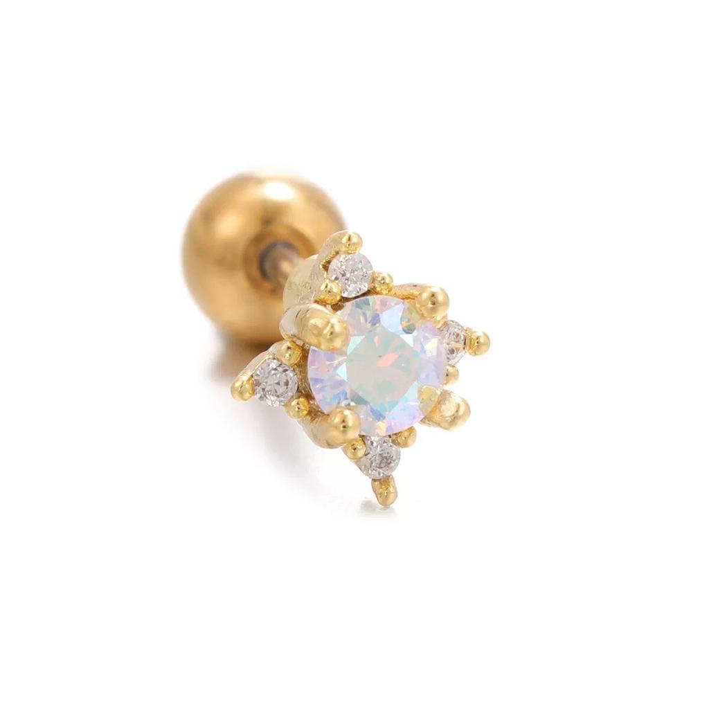 New Design Stainless Steel Zircon Small Stud Earrings Women Geometry Helix Tragus Cartilage Star Earring Piercing Jewelry 1pc