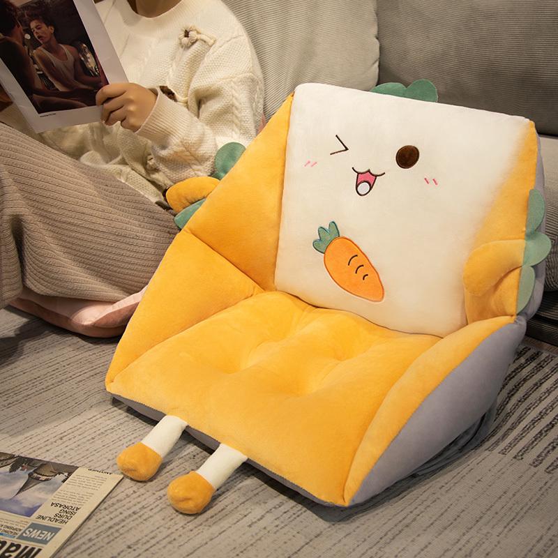 40x40cm Double-Sided Padded Seat Cushion Toast Bread Carrot Soft Stuffed Plush Chair Cushion Suitable For All Seasons Charm Gift