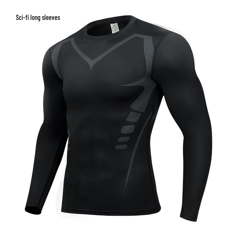 Men's Quick-Dry Long Sleeve Sports Shirt: Basketball, Running, Cycling, Fitness Wear, High Elastic & Breathable.