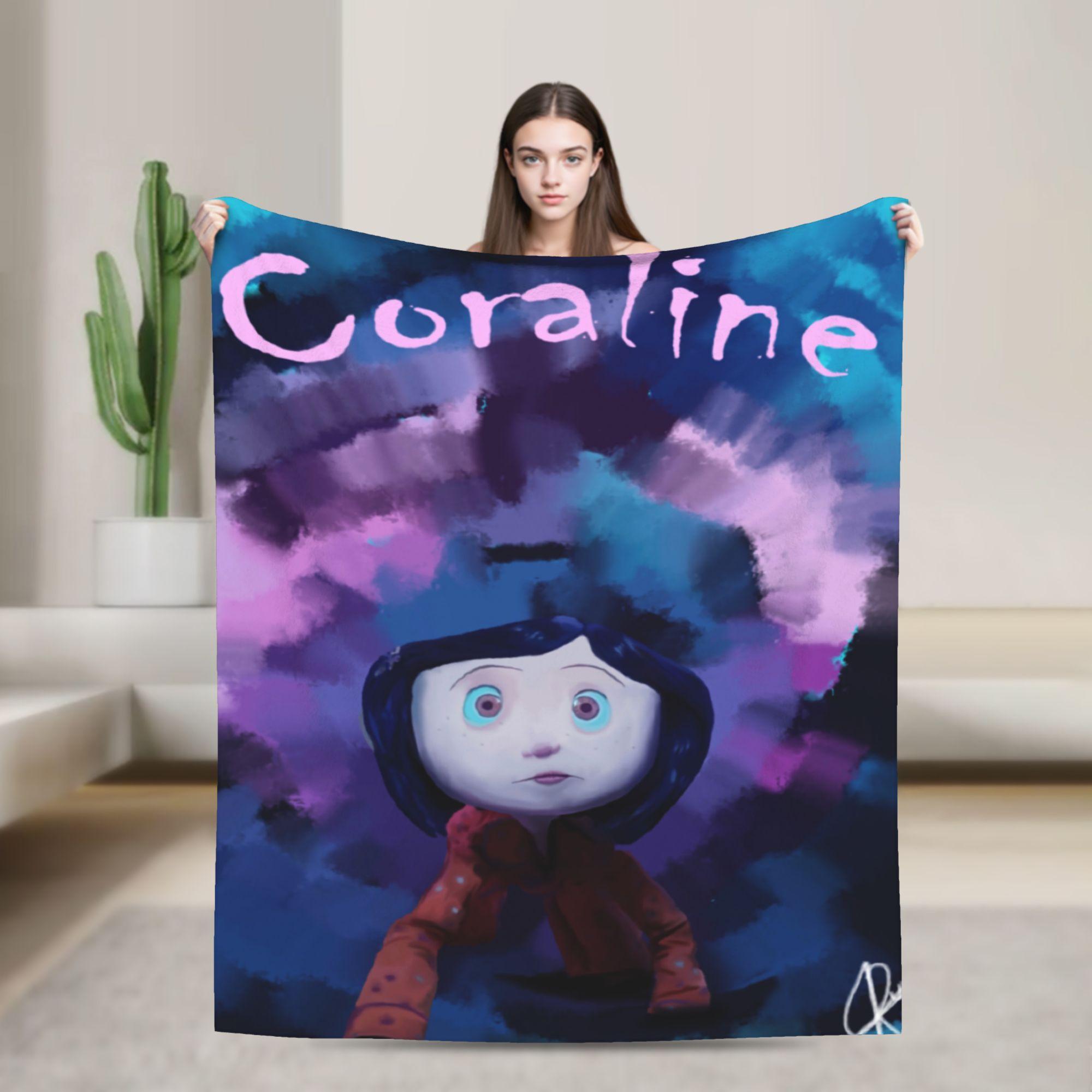 

Coraline Halloween Horror Blanket Velvet Print Breathable Lightweight Thin Throw Blanket for Bed Office Bedspreads 75x90cm