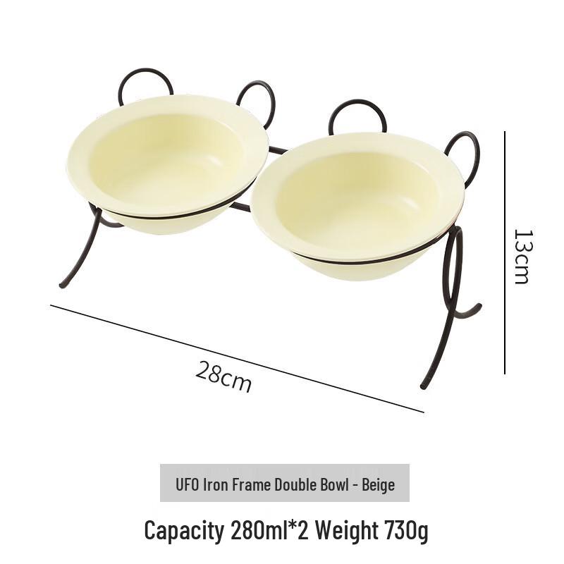 Ruhan Ceramic Double Pet Bowl with Iron Stand