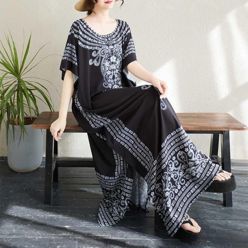

Women s Dress Large Print Extra Long Beach Skirt One size чёрный