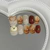 Cartoon Brown Bear Heart Nail Stickers - Short Round Wearable & Removable Nail Art for Girls