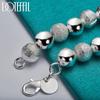 Smooth Frosted Bead Bracelet 925 Sterling Silver Fashion Jewelry