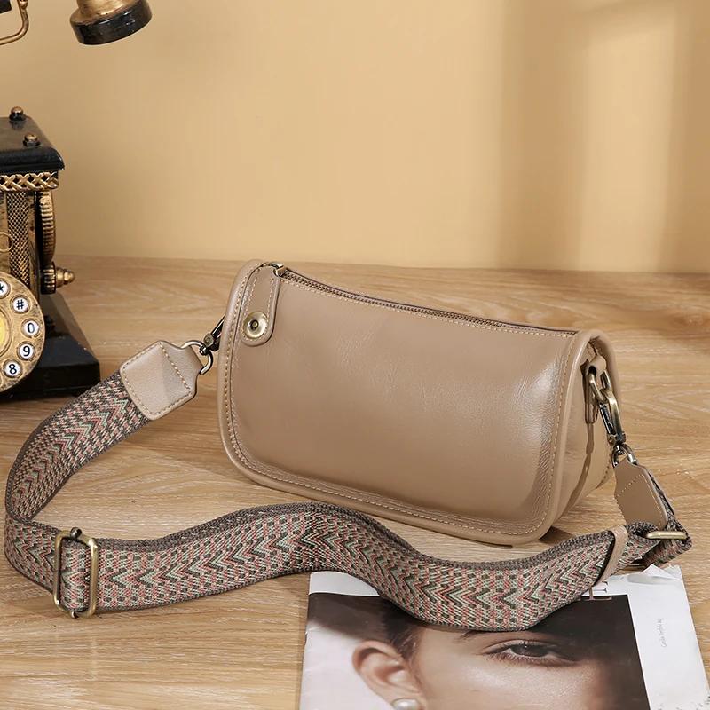 Women s Cowhide Underarm Shoulder Bag Ladies Fashi Cow Genuine Leather Crossbody Messenger Bag Designer Luxury Retro Handbag 27x15x17cm абрикосовый