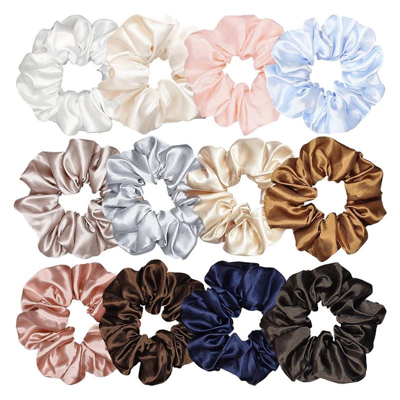 Satin Silk Scrunchies Soft Hair Ties Fashion Hair Bands Hair Bow Ropes Elastic Bracelets Ponytail Holders Hair Accessories for Women Girls
