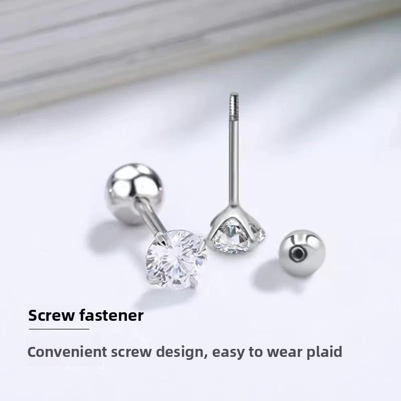 Shiny 925 Sterling Silver Internally Threaded Earrings, INS Minimalist Cartilage Studs, Comfortable To Wear While Sleeping