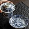 140ml Chiński Niebiesko-Biały Porcelanowy Gaiwan Filiżanka do herbaty Ręcznie malowana Ceramiczna Miseczka na herbatę Domowa Miseczka na herbatę Przenośne Naczynia do herbaty