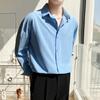 Autumn Men's Long Sleeve Shirts Fashion Korean Baggy No-iron Business Casual Elasticity Lapel Collar Shirt