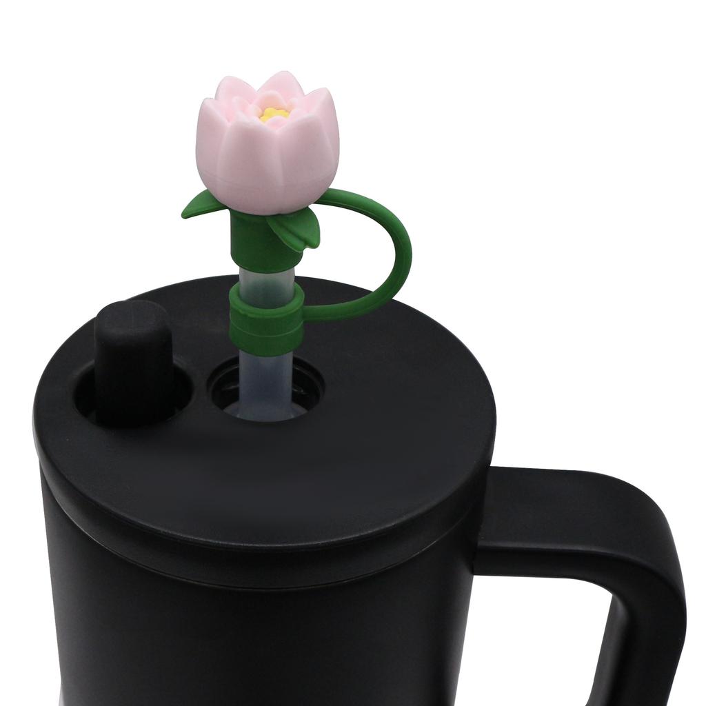 10mm Rose Flower Straw Cover for Stanley,Large Silicone Diameter Dust Proof Straw Plug Cap,Cup Accessorie,Valentine's Day Gift
