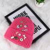 Korean version designer knitted hat children's sweet button face small wool hat autumn and winter bag head warm cold hat