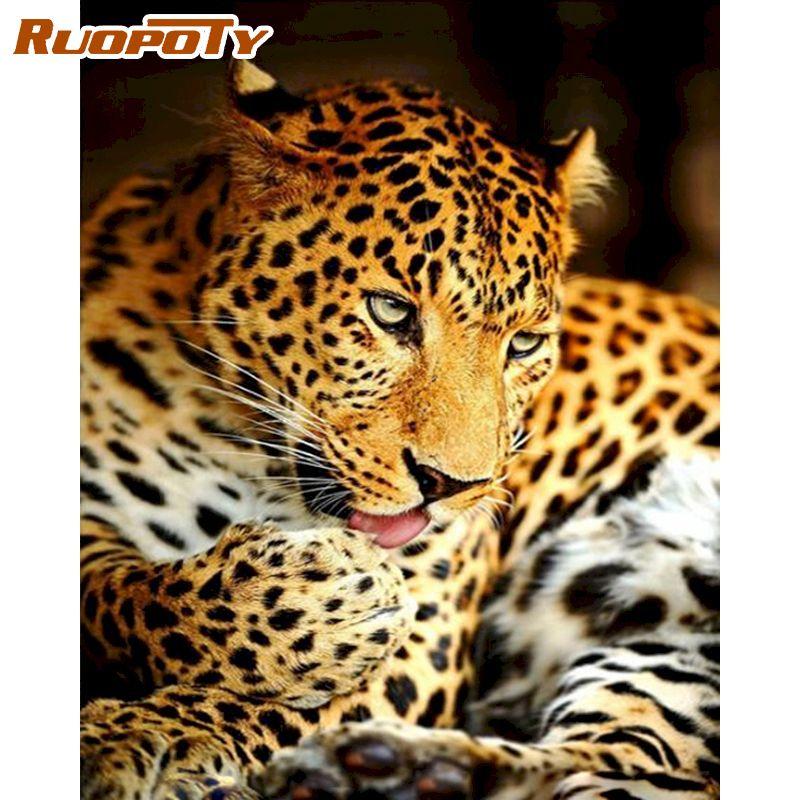 RUOPOTY Frameless Diy Painting By Numbers Animals Picture Wall Art Canvas Painting Acrylic Paint For Home Decoration