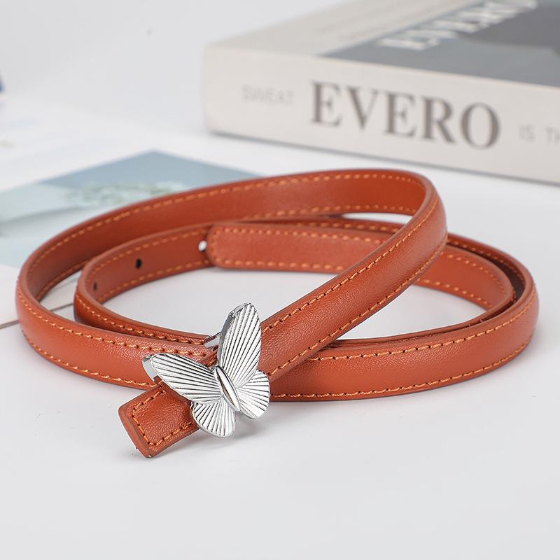 

Ремень-бабочка женский кожаный тонкий ремень женский высококачественный ремень для платья легкий роскошный 110cm оранжевый