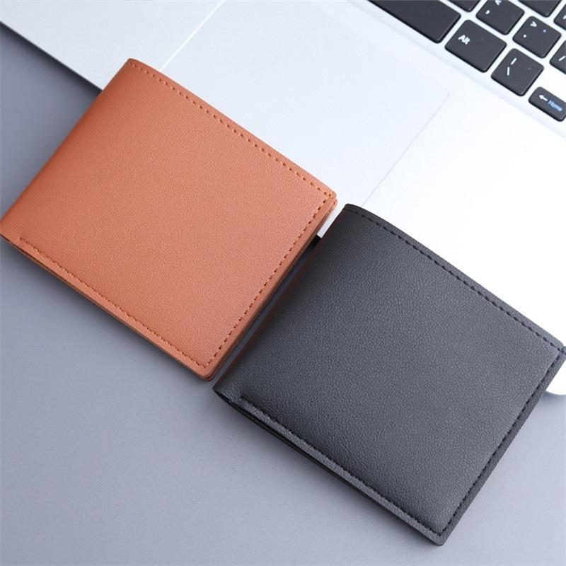New Men Short PU Leather Wallet Simple Solid Color Thin Male Credit Card Holder Small Money Purses Business Foldable Wallet NEW