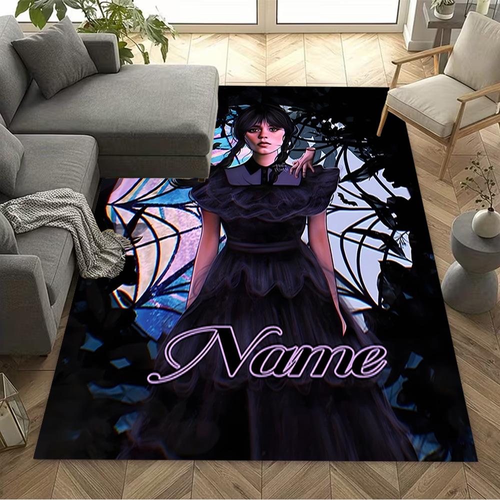 Gothic Fantasy Portrait Customize Your Name Floor Mat Perfect for Game Room Hallway Study room Dining Room Anti-slip Rug Anime Office Decor