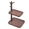 Wood Valet Tray with Key Hooks Walnut Entryway Organizer Holder Two Tier