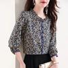Printed Chiffon Shirt Spring and Autumn New Fashionable Style Shirts Women's Age-reducing Tops