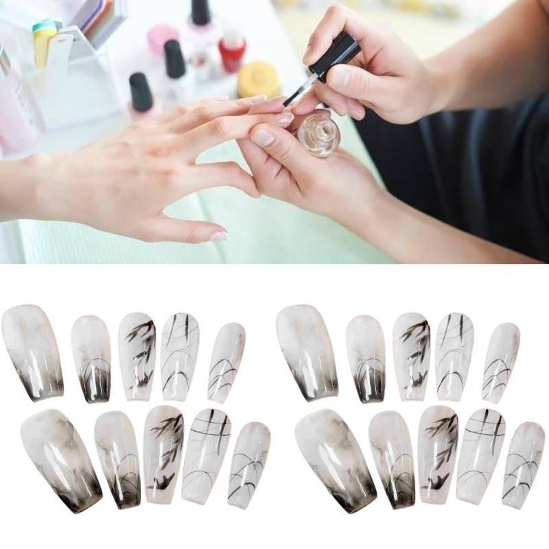 Nail Stickers Drawn Ink Landscape Painting Art For Whitening And Detachable