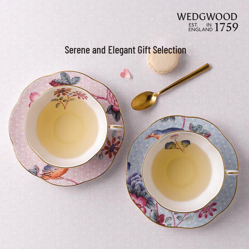 Wedgwood Rhododendron Bone China Coffee Cup and Saucer Gift Set