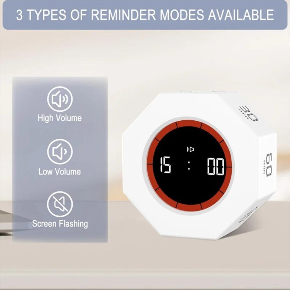 LED Screen Automatic Rotating Timer USB Rechargeable Digital Reverse Countdown Clock  Office