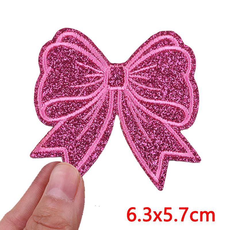 2026 NEW Glitter Diamond Bow Patch Cartoon Glitter Embroidered Patches For Clothes Iron on Patches For Clothing Sew Badges DIY