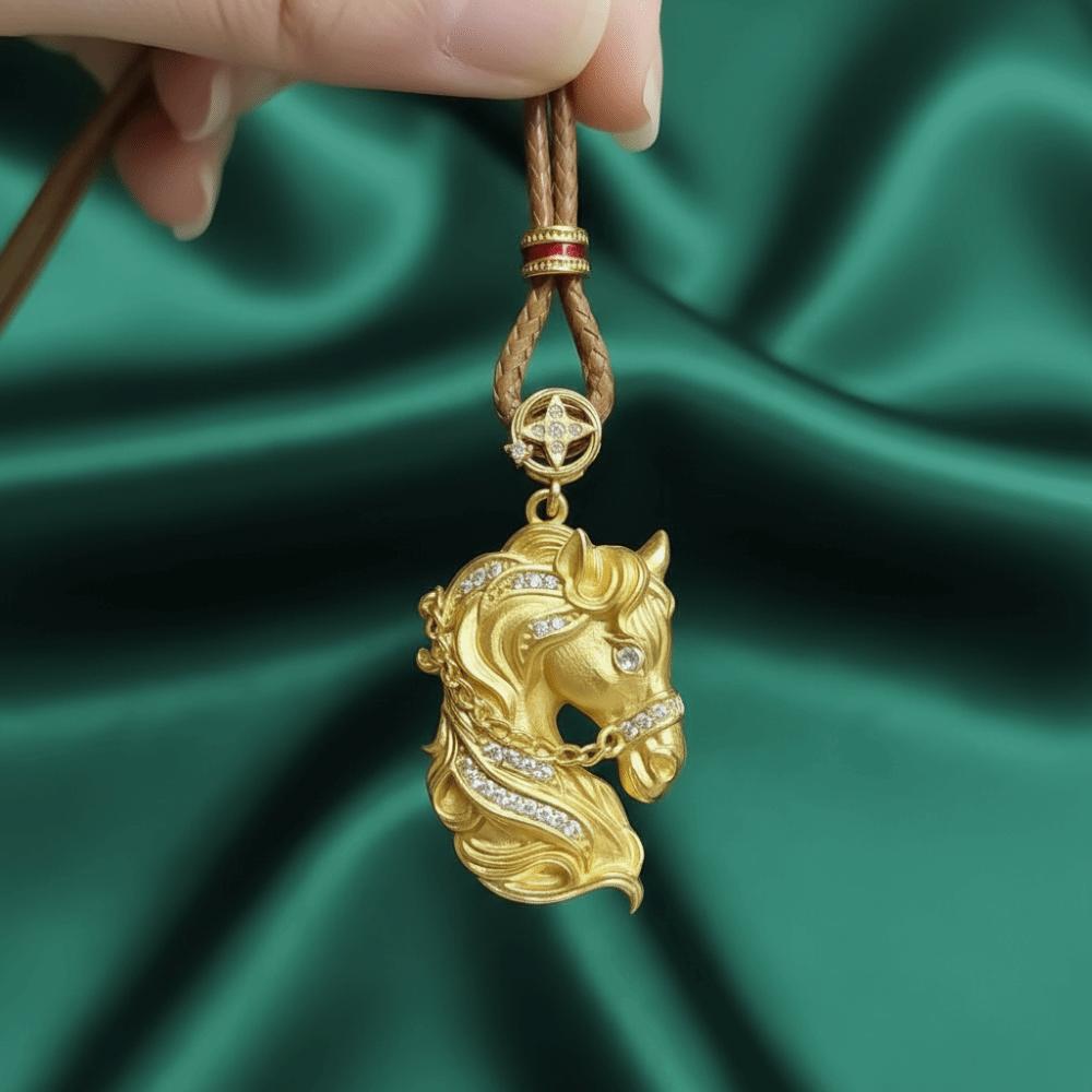 Strass Reichtum Fohlen Halskette Luxus Goldenes Pferd Anhänger Halskette Sternzeichen Pferd Halskette Damen