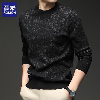 Luomeng Men's Silk & Wool Blend Round Neck Knitted Sweater