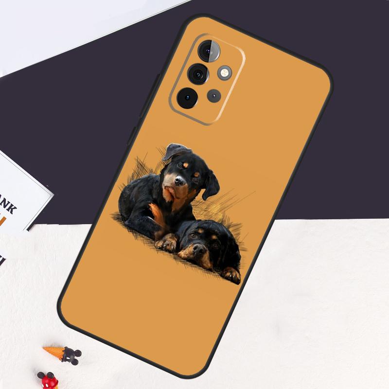 Cartoon Rottweiler Dog Case For Samsung Galaxy A22 A16 A33 A36 A56 A26 A15 A55 A53 A35 A32 A52 A54 A34 A14 A05 A06