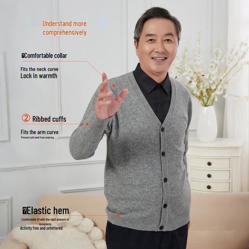 Hengyuanxiang Men's Thick Cashmere Cardigan Sweater