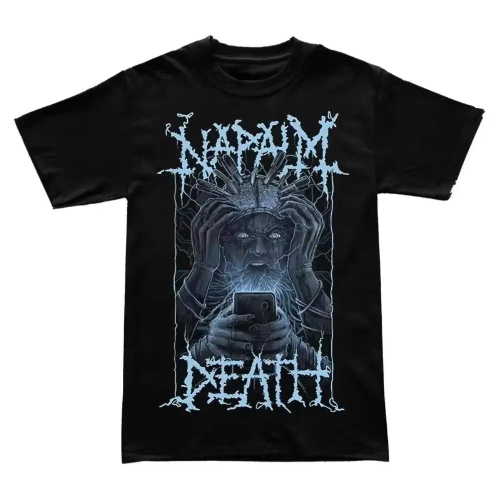 2025 New Napalm Death Grinding Heavy Metal T-shirt Cotton Round Neck Street Hip-hop Style Top Retro Comfortable Street T-shirt
